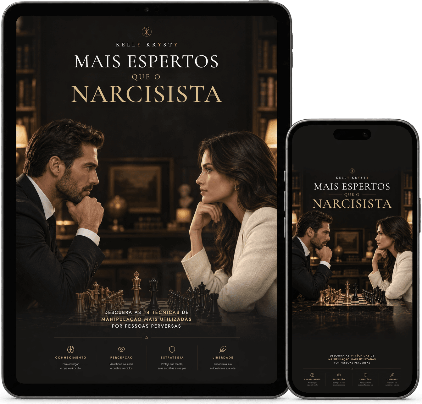 E-book Mais espertos que o narcisista aberto em um tablet e em um celular